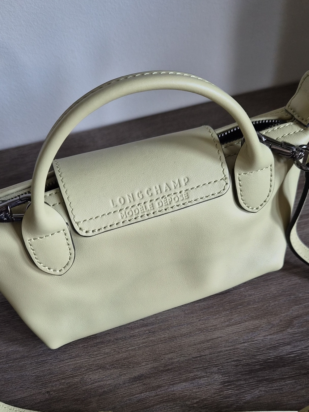 Longchamp Le Pliage Mini Top-Handle Bag in Color Pistachio. - Picture 2 of 3
